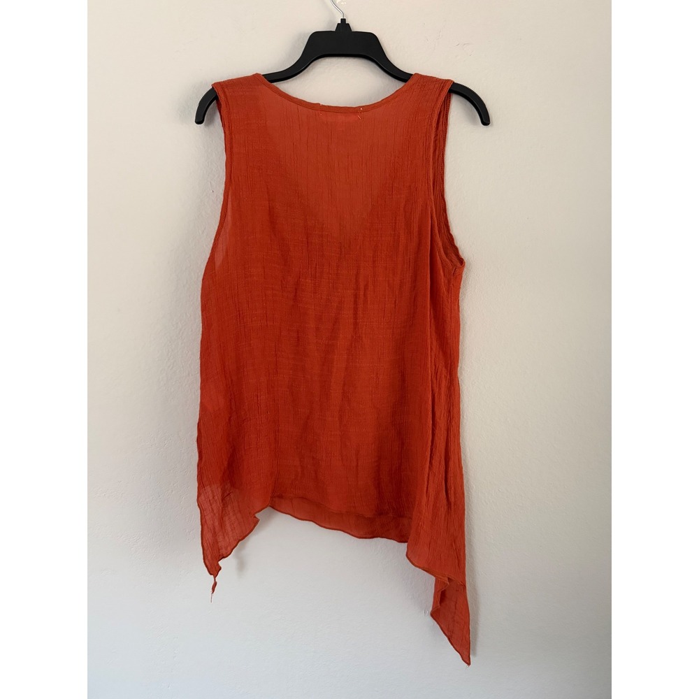 Pretty Angel Burnt Orange Linen Blend Asymmetrical Y2K Tank Top Small - Picture 4 of 5